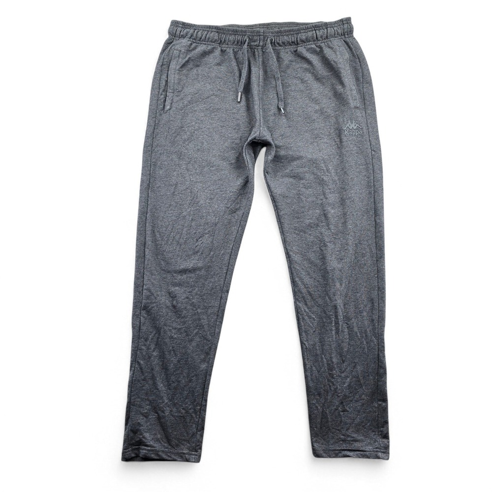 Kappa Mens Sweatpants XXL Gray Cotton Blend Joggers Zipper Pocket Drawstring